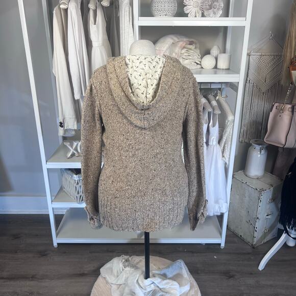 Maurice's Women's Size 1X Tan Button Up Coatigan Sweater w/ Lined Hood # 3224 - Picture 2 of 6